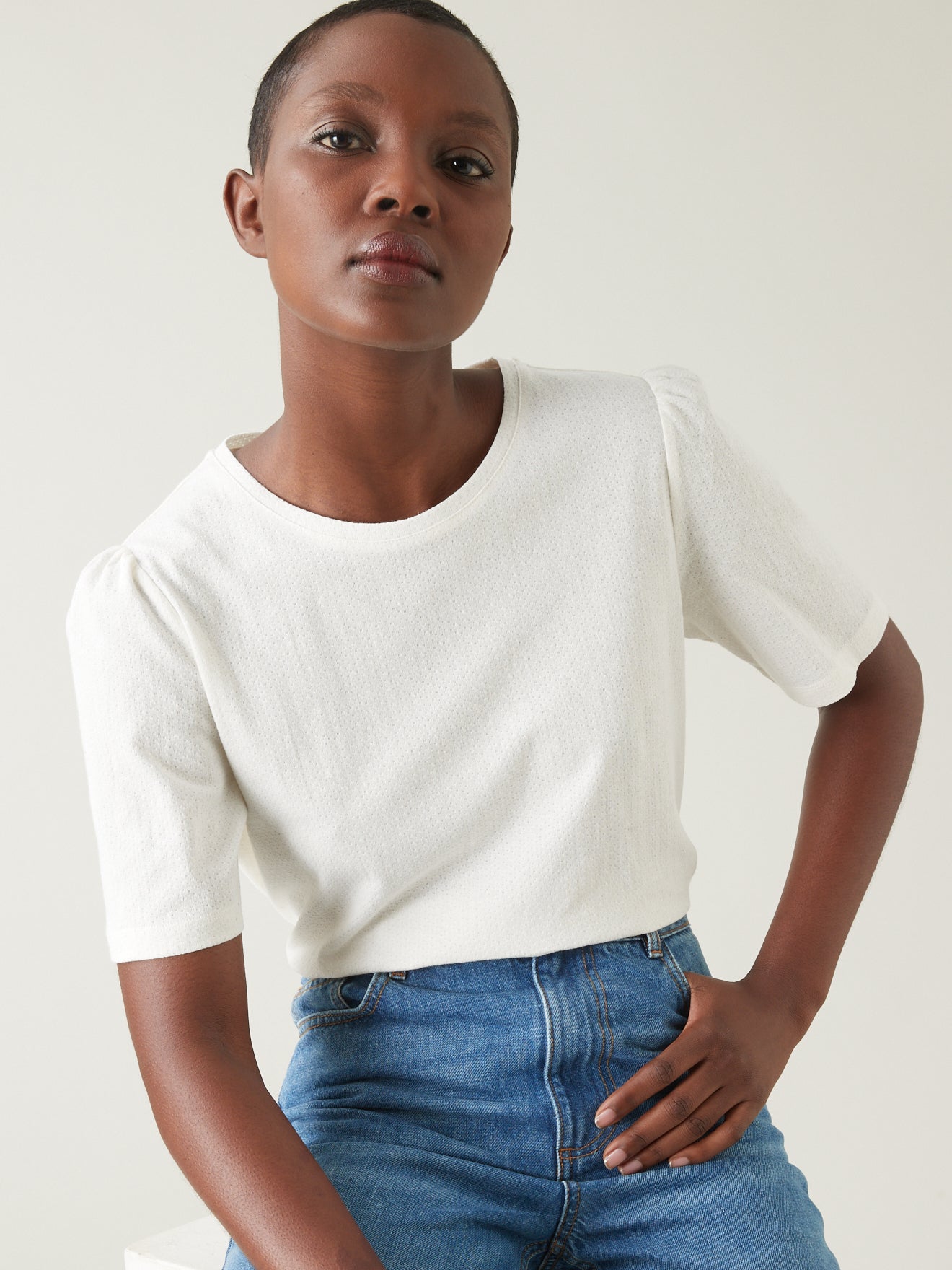 Damesshirt met jacquard - biokatoen