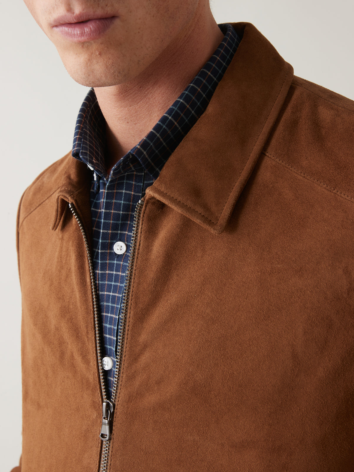 Blouson zippé velours de chèvre homme