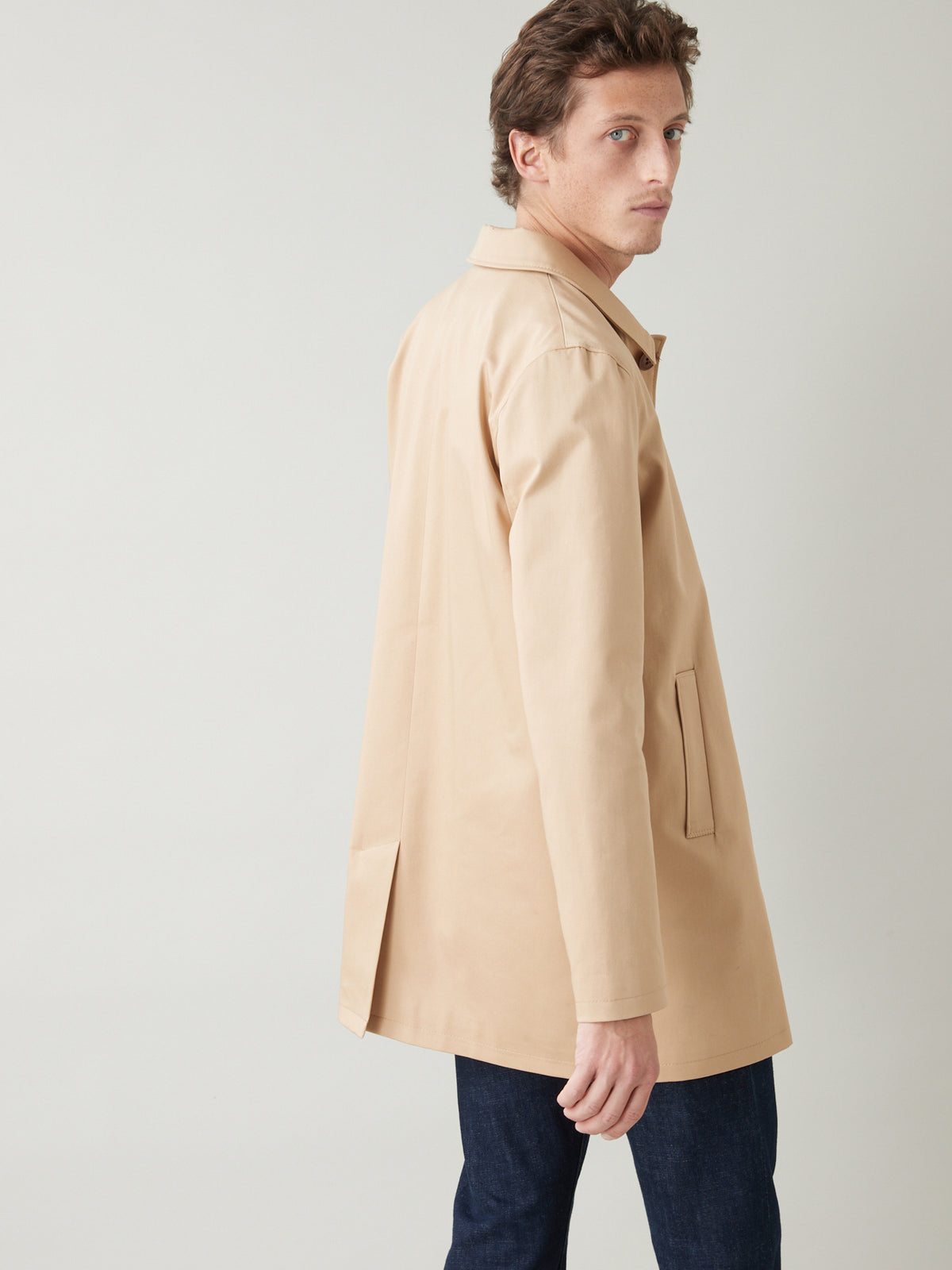Car coat herenmantel in twill