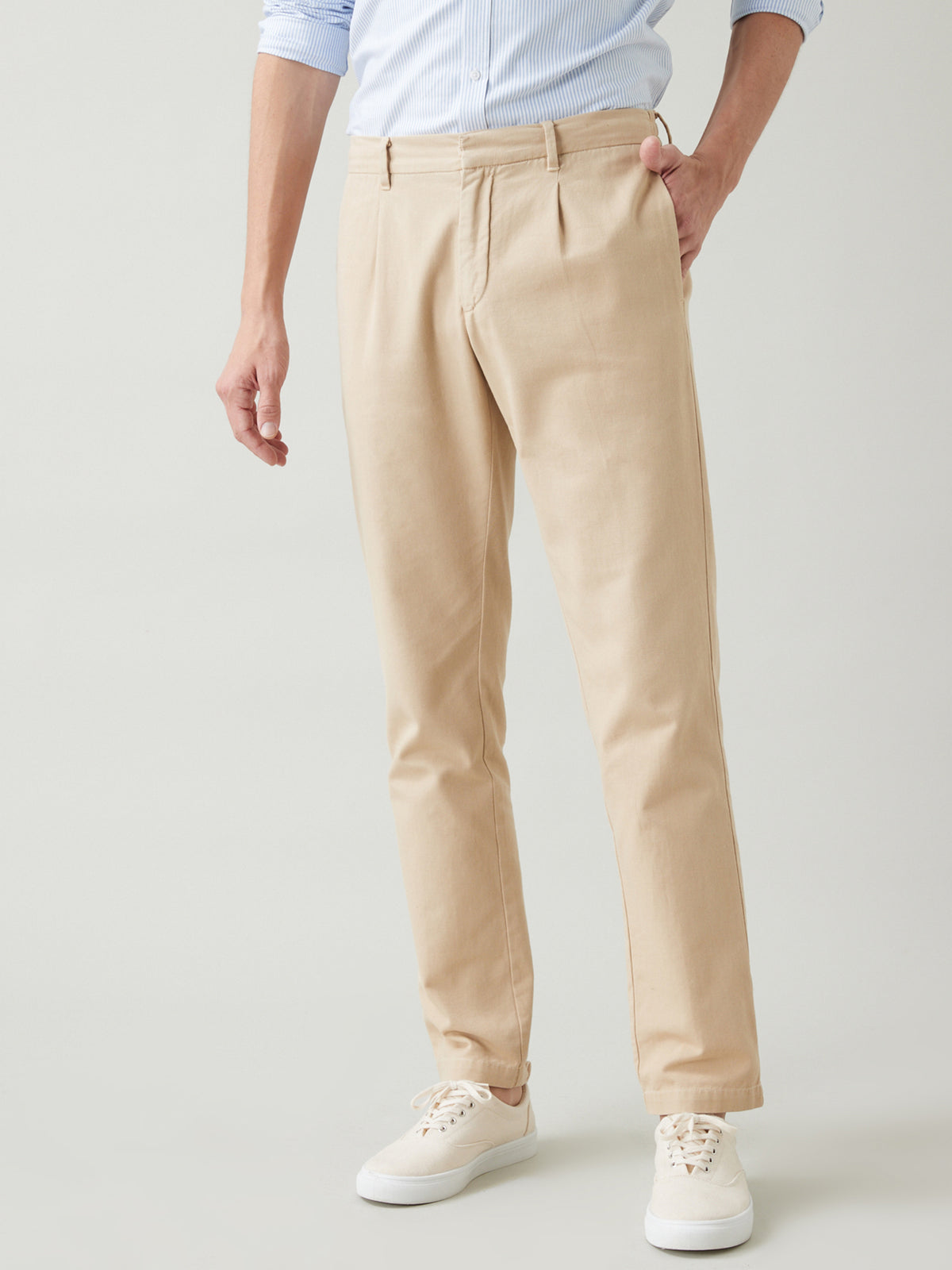 Pantalon taille élastiquée coton et lin homme