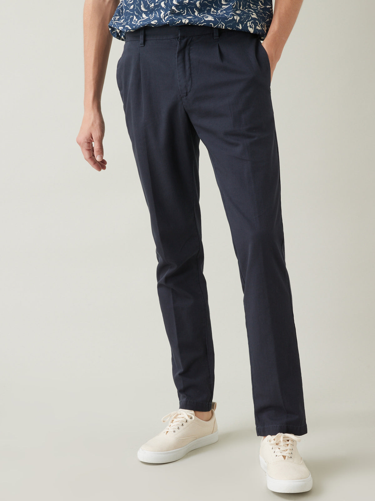 Pantalon taille élastiquée coton et lin homme