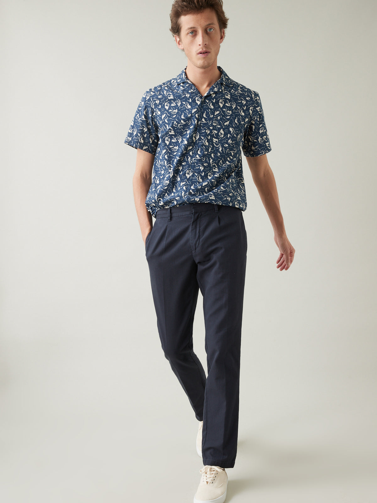 Pantalon taille élastiquée coton et lin homme