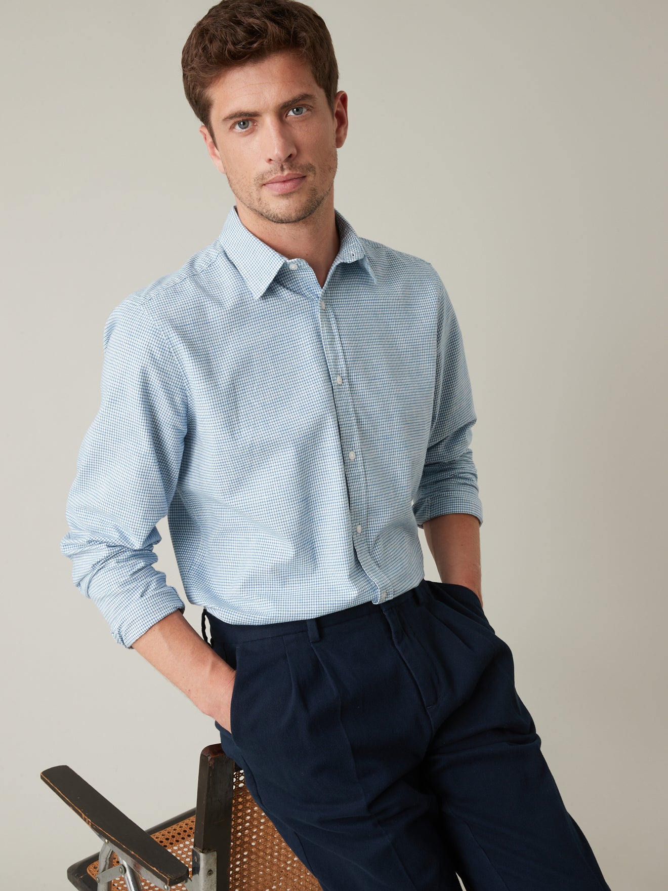 Regular fit herenhemd met ruitenprint