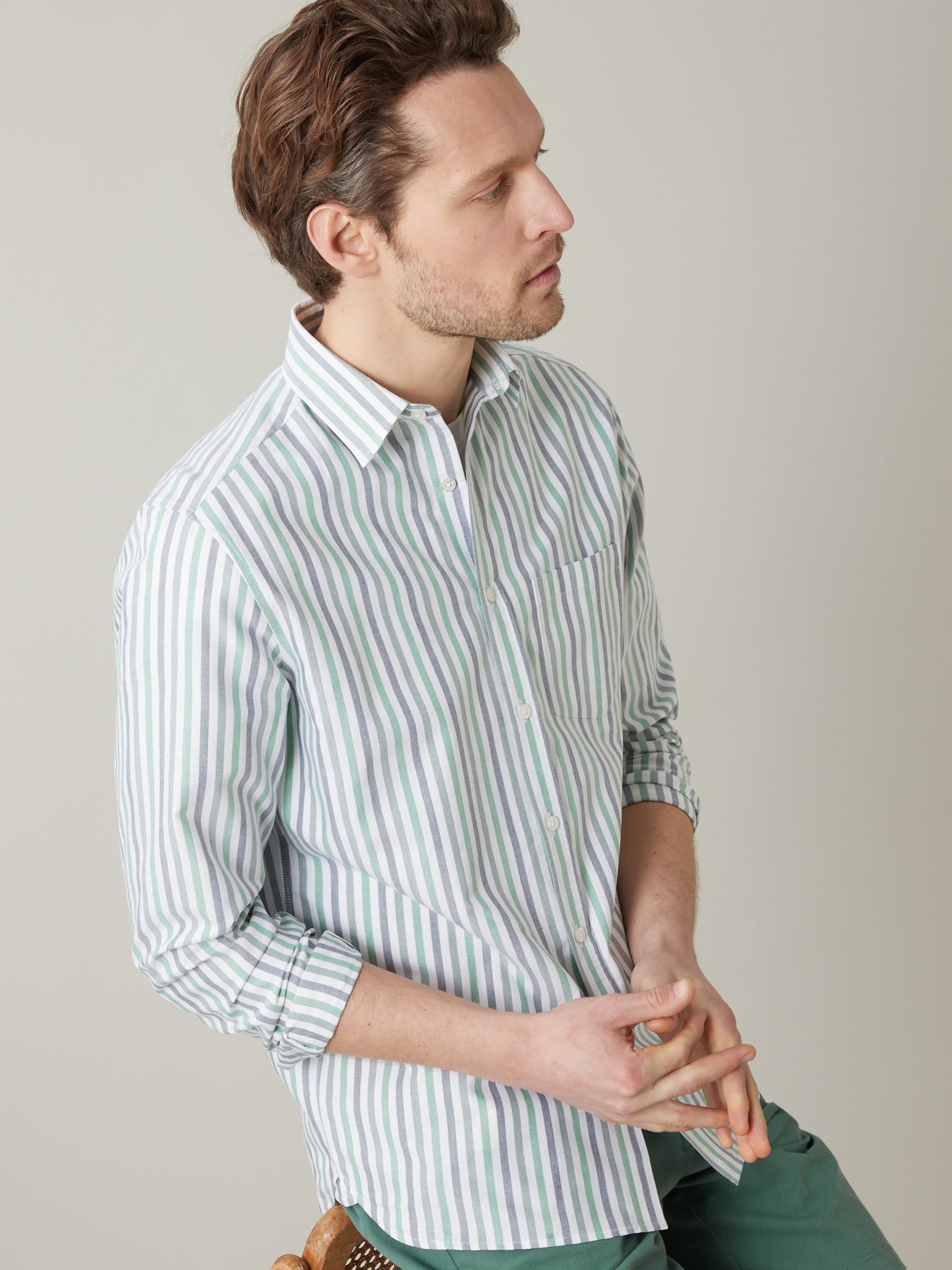 Chemise Regular Fit Oxford rayé homme - coton bio