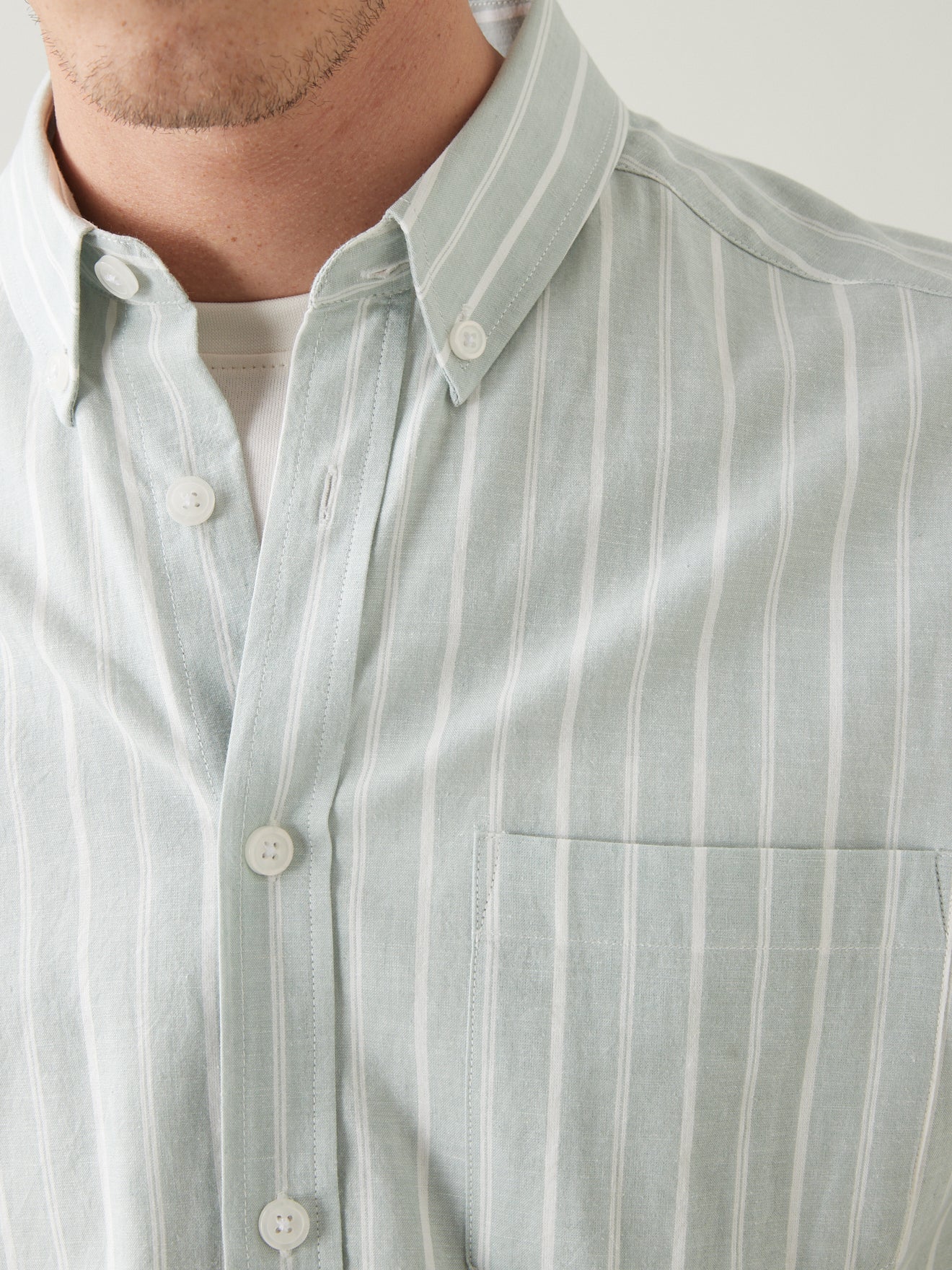 Chemise Regular Fit rayée coton et lin homme