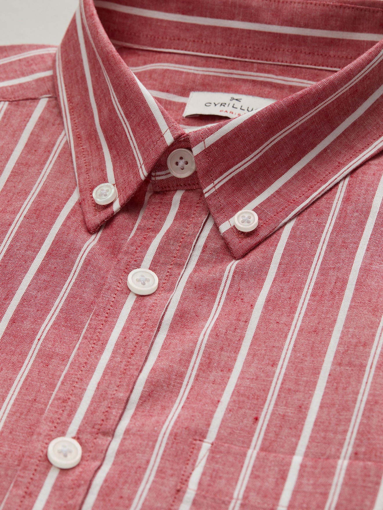 Chemise Regular Fit rayée coton et lin homme