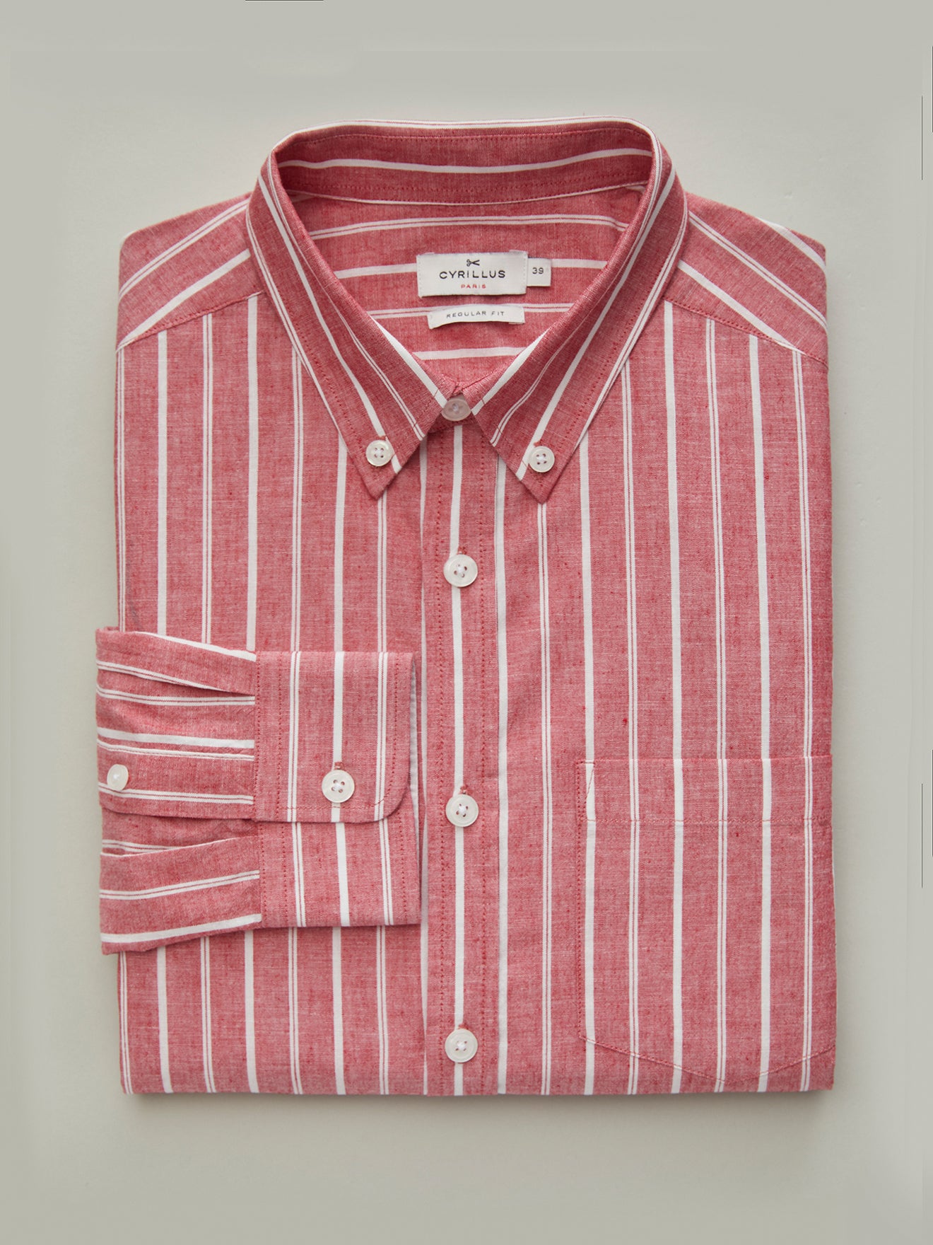 Chemise Regular Fit rayée coton et lin homme