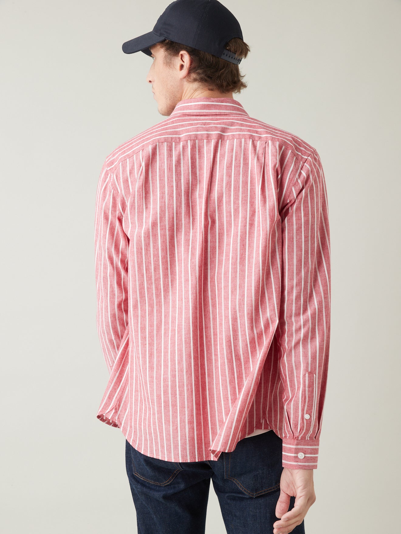 Chemise Regular Fit rayée coton et lin homme