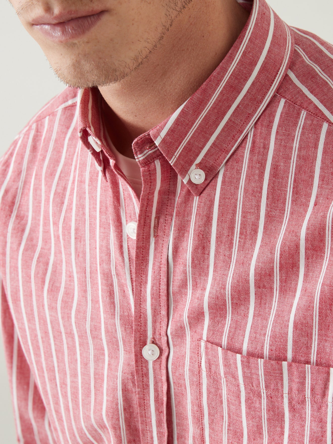 Chemise Regular Fit rayée coton et lin homme