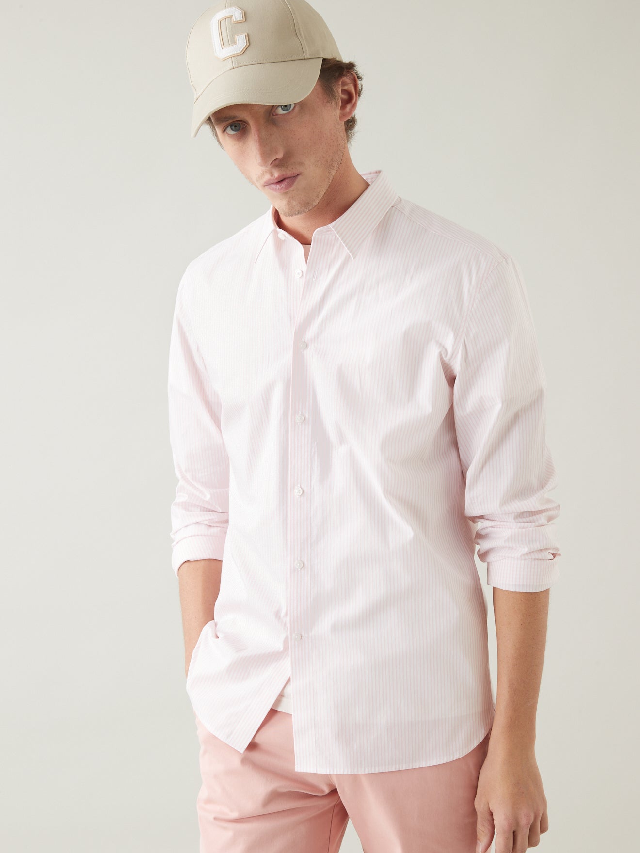 Chemise Slim Fit homme popeline rayée non iron