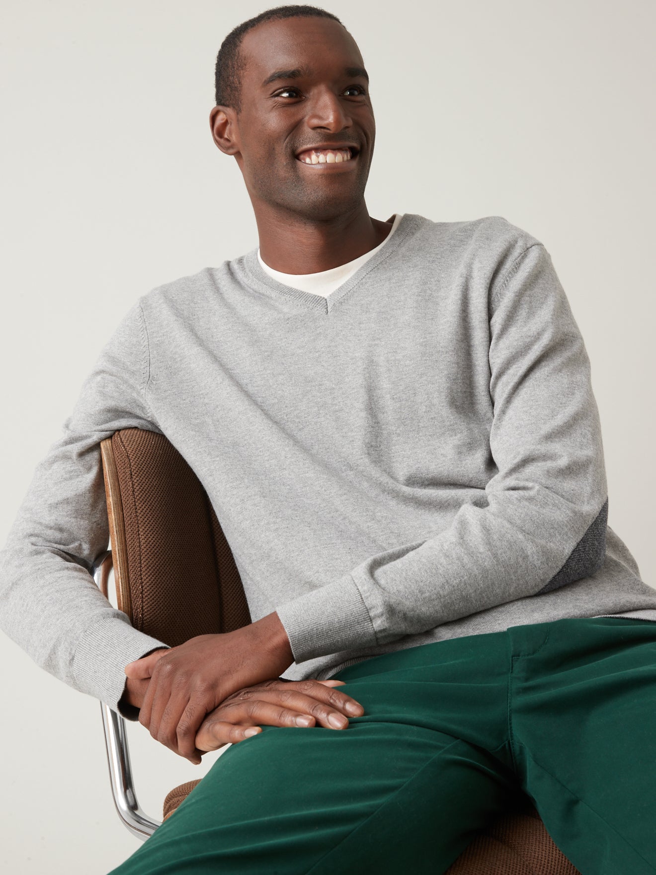 Pull col V homme coton, soie et cachemire