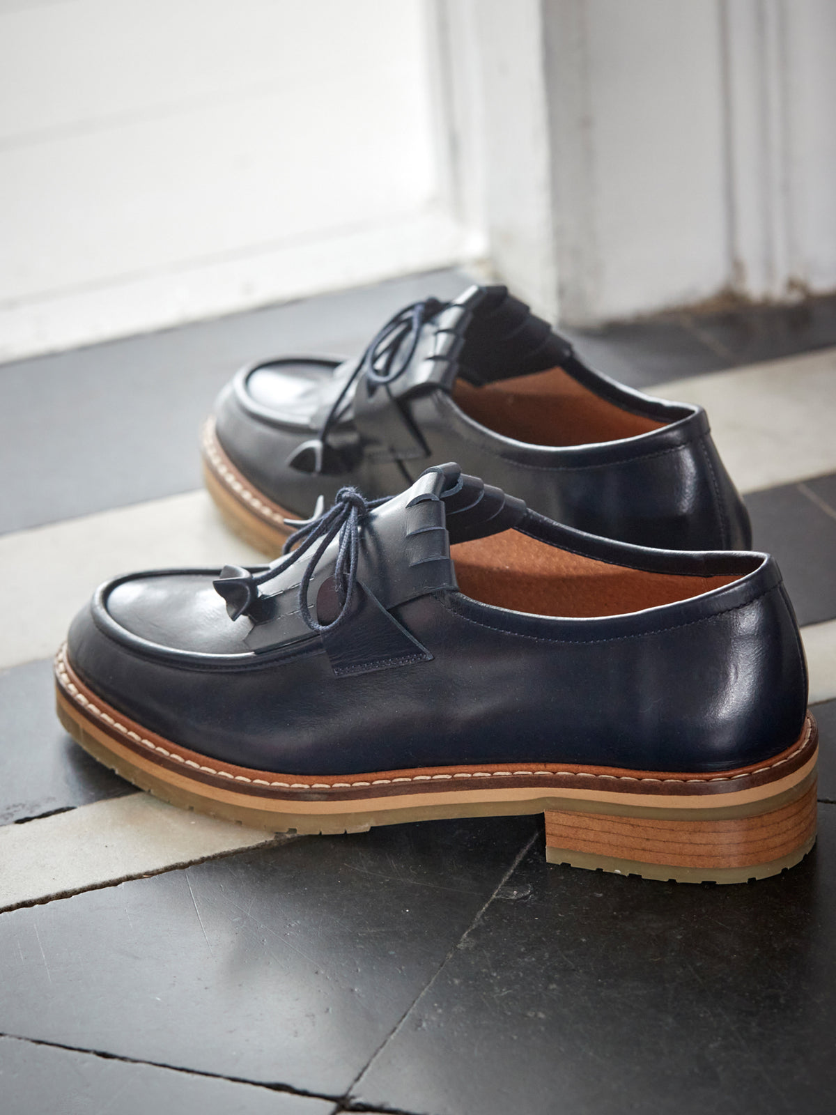 Derbies plateau cuir femme