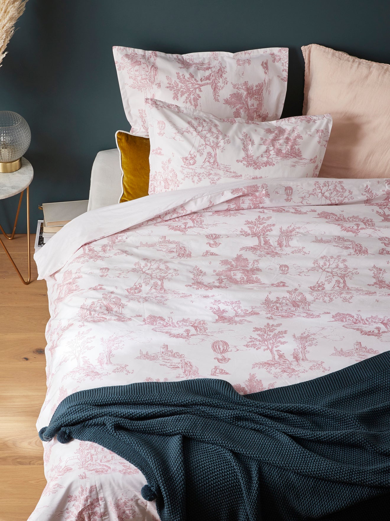 Taie d'oreiller percale de coton "Esprit Toile de Jouy"