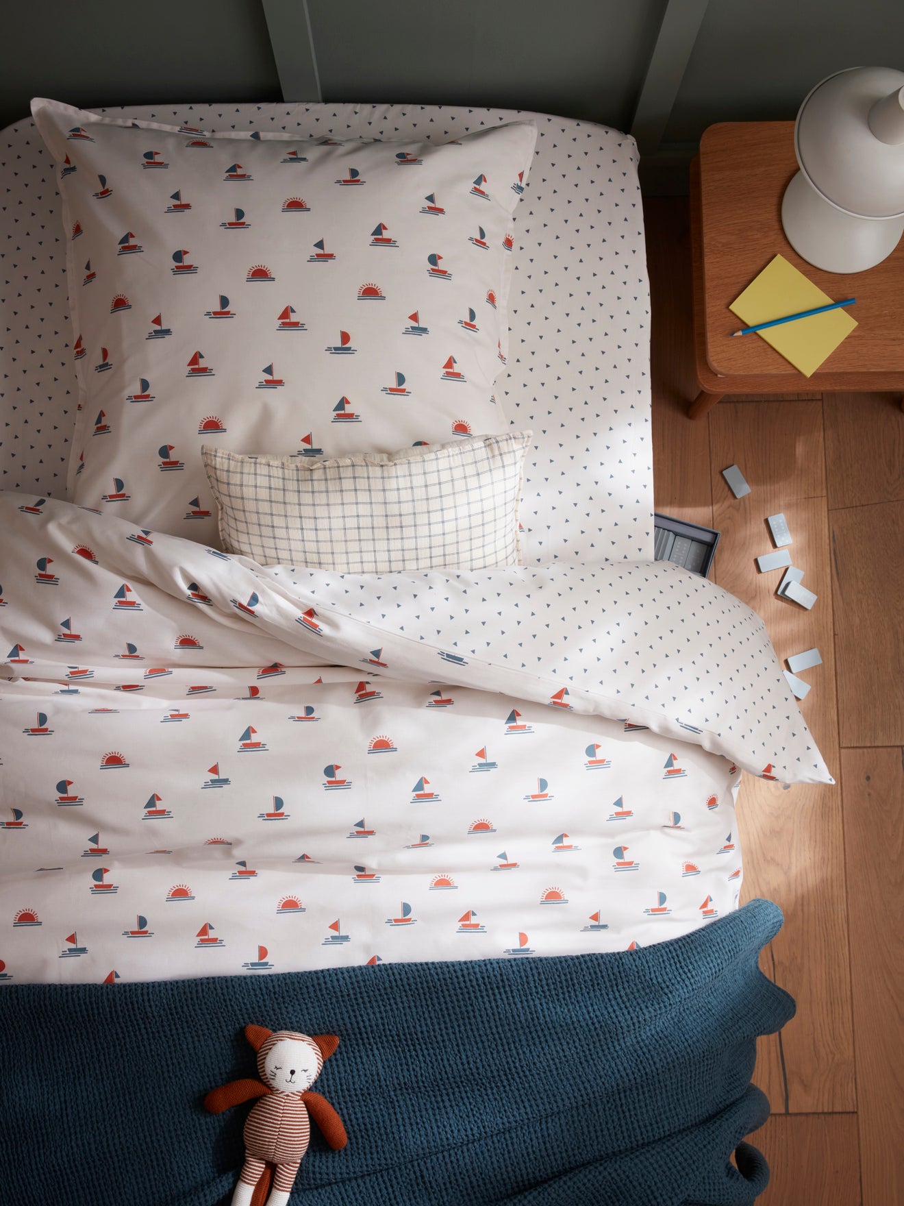 Housse de couette coton "Flots bleus"