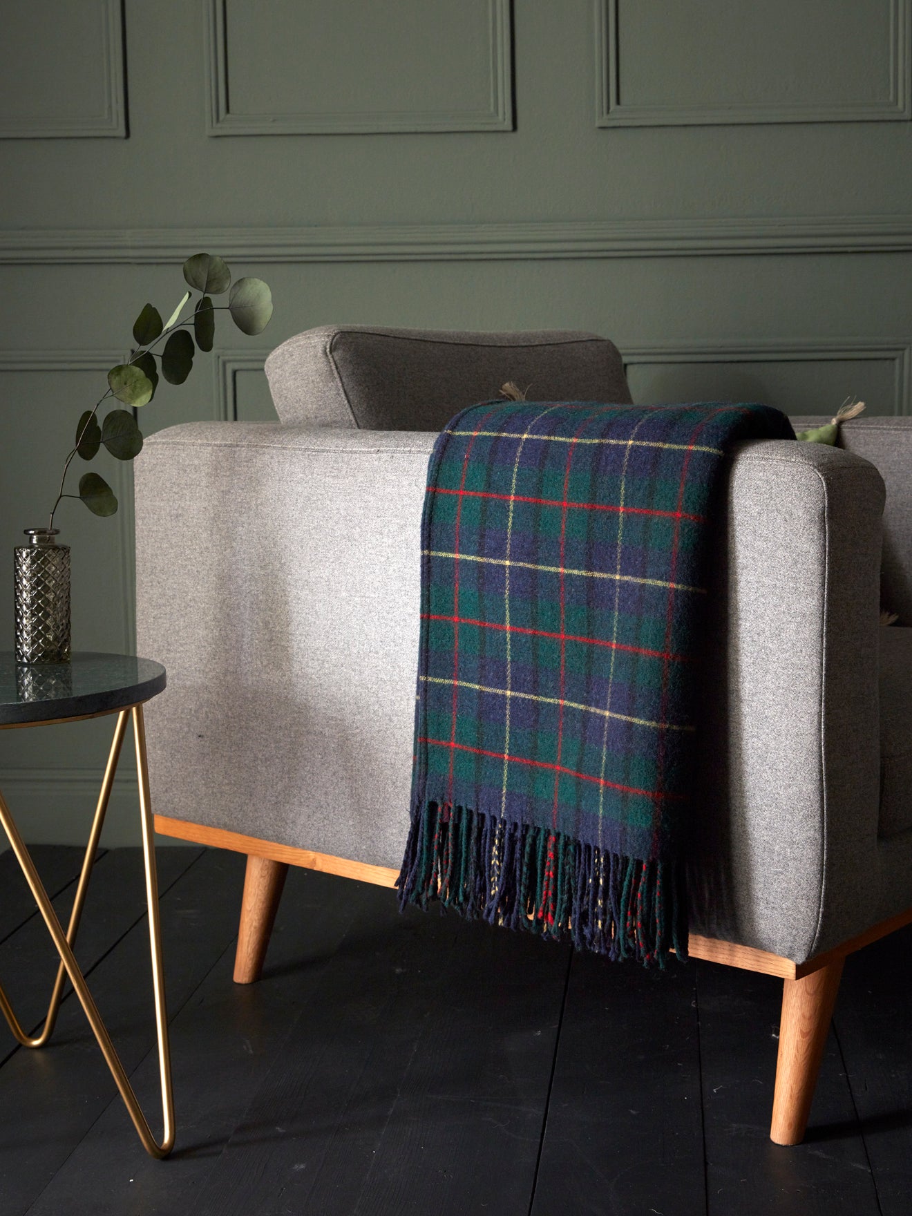 Geruite plaid van voornamelijk wol