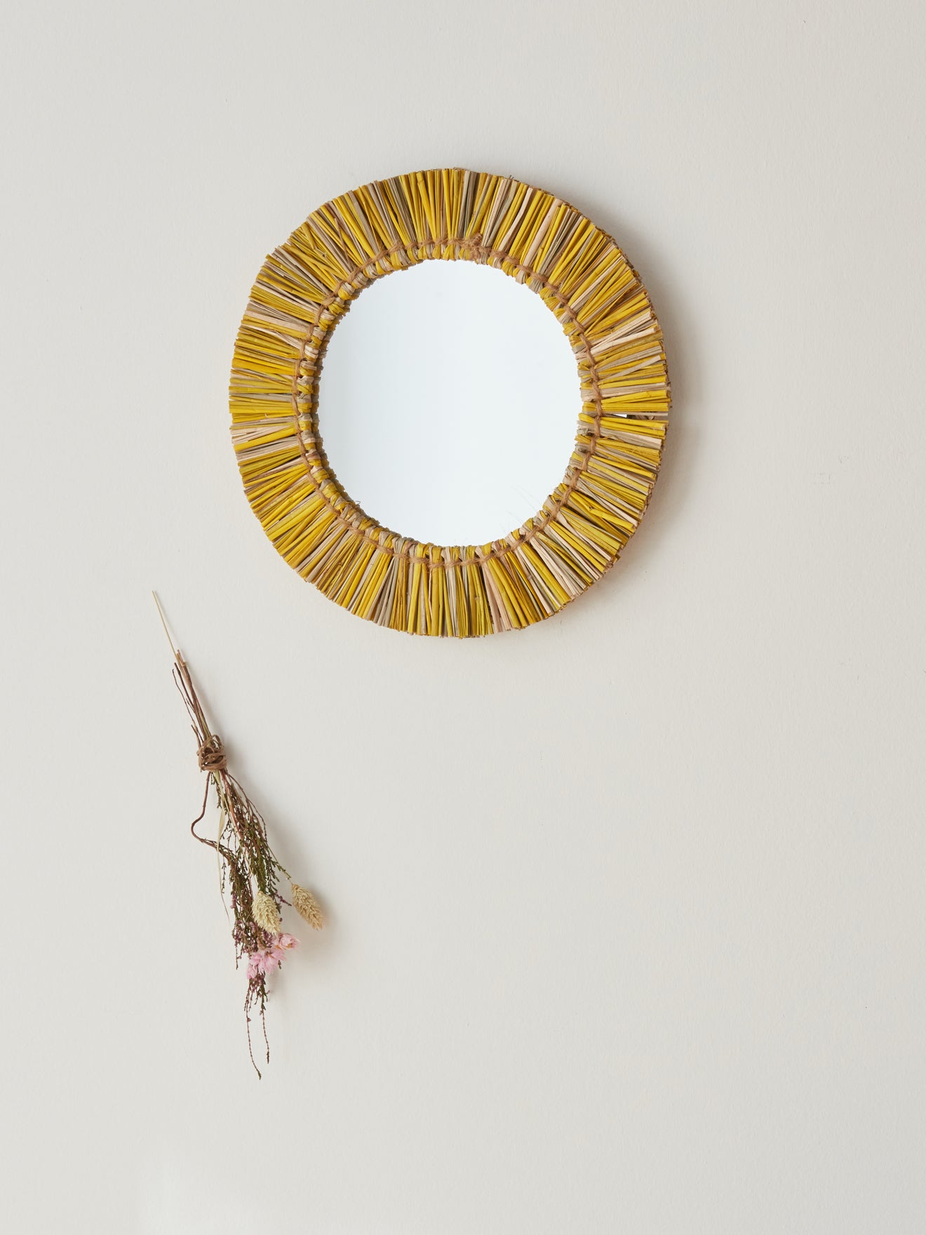 Miroir rond herbier bicolore