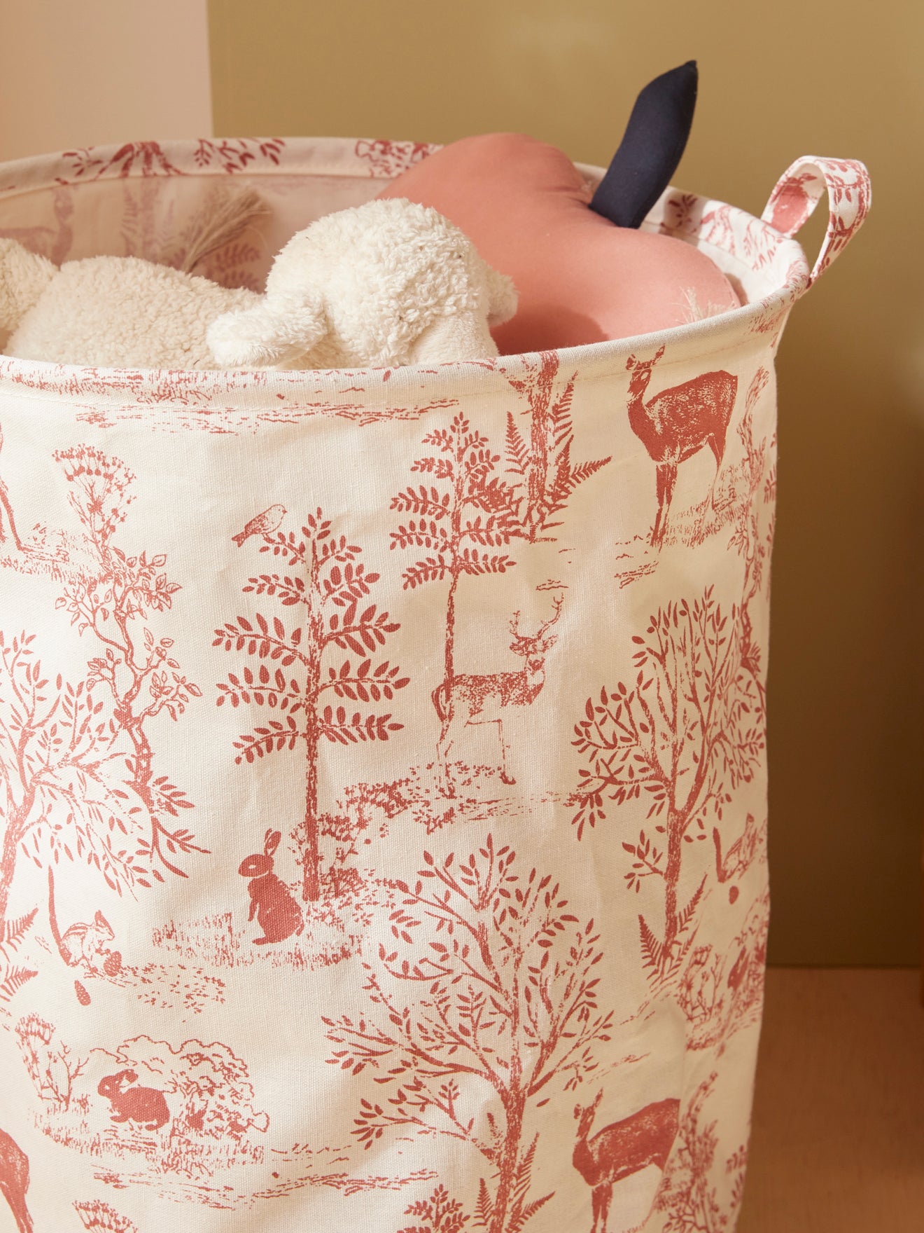 Bac de rangement rond esprit toile de Jouy