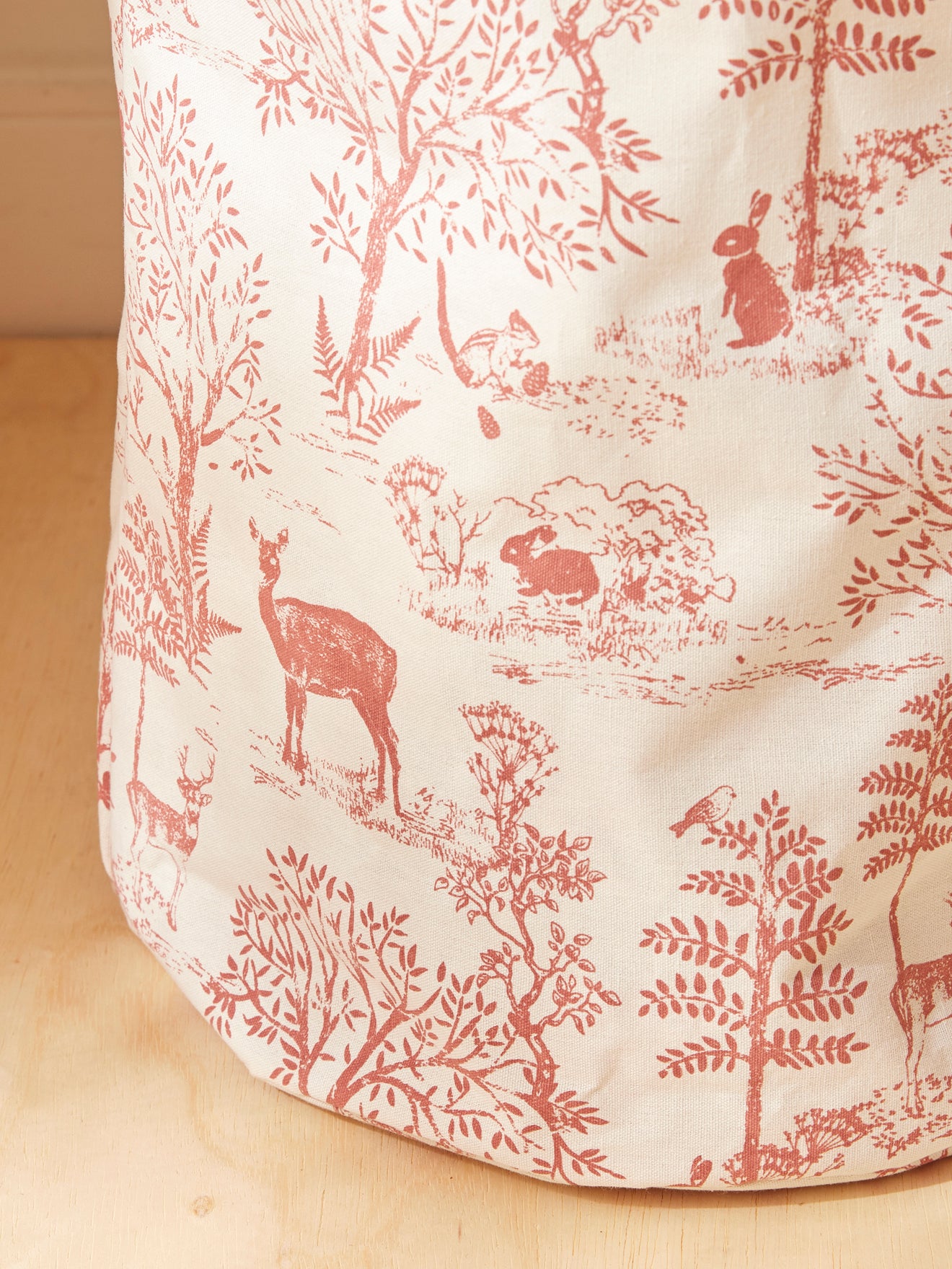 Bac de rangement rond esprit toile de Jouy