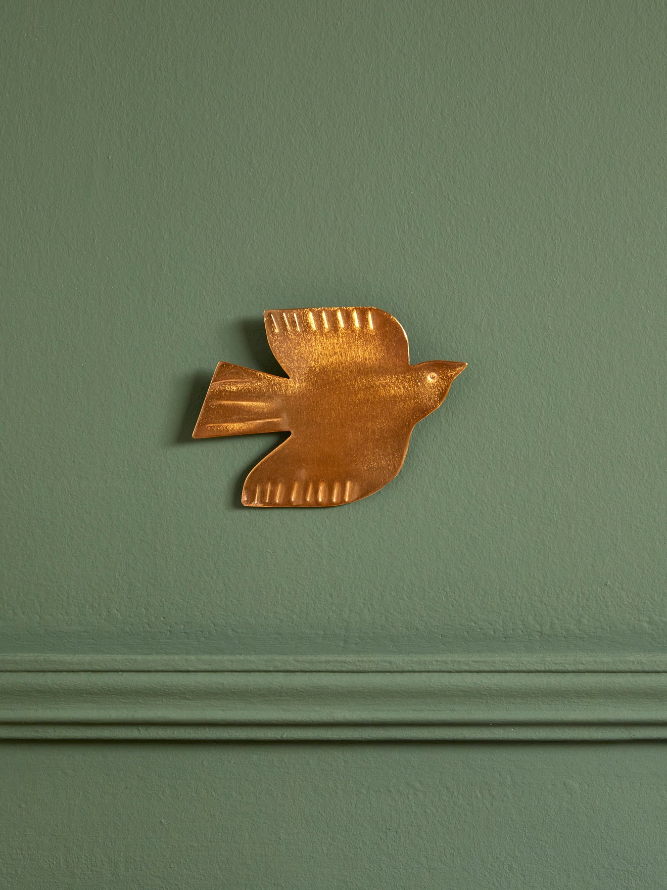 Wanddecoratie in messing "Vogel"