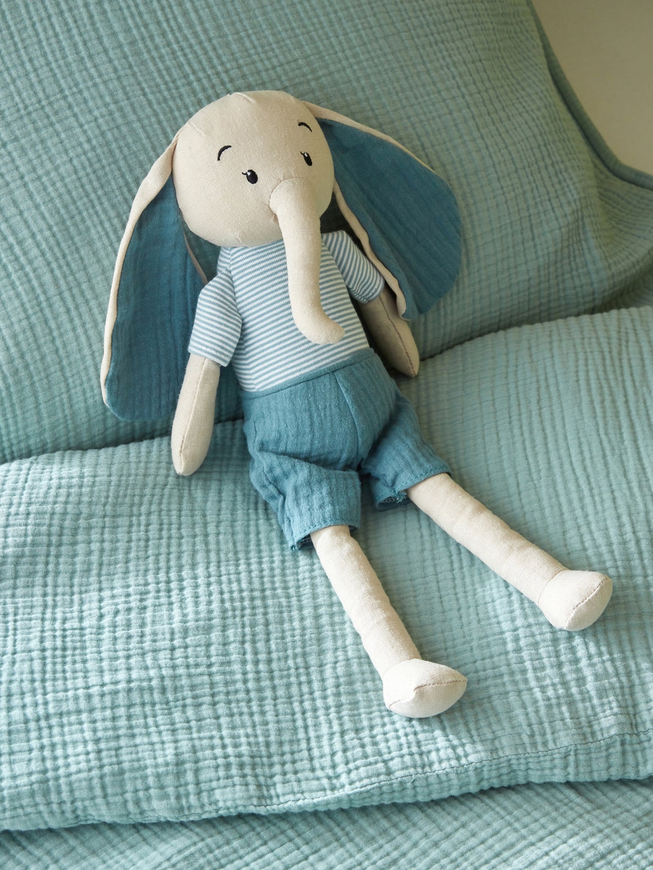 "Olifant" knuffel in linnen en katoen