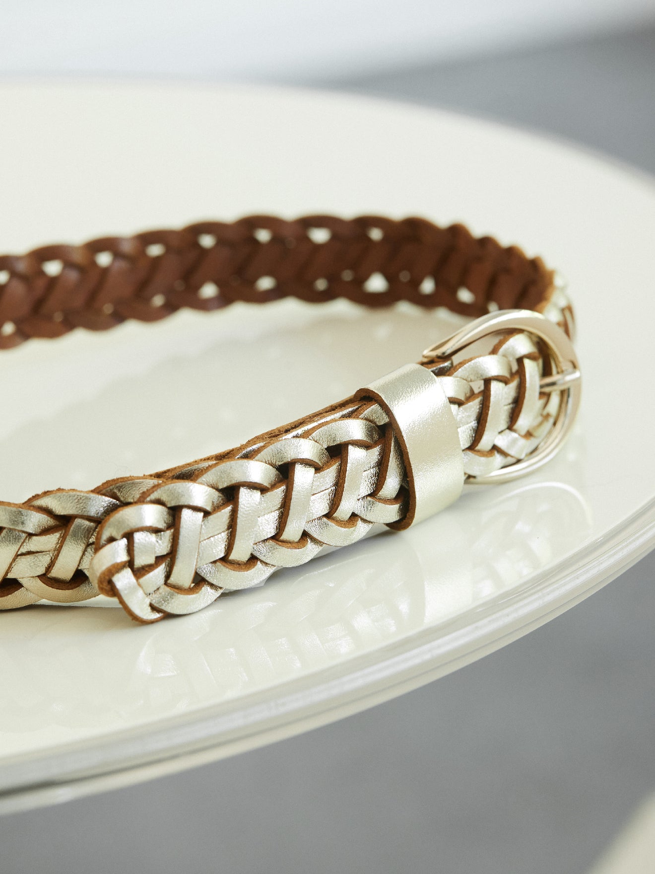 Ceinture tressée femme en cuir