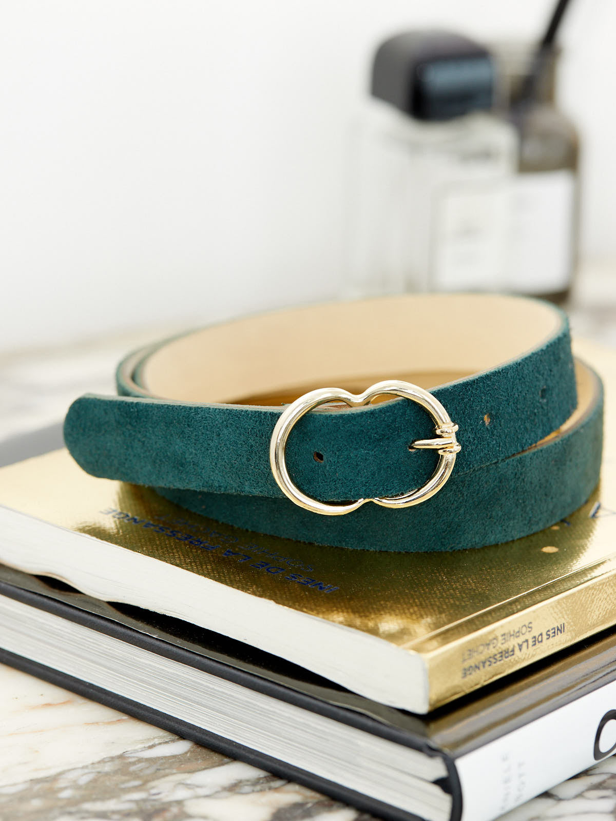 Ceinture cuir double ardillon femme