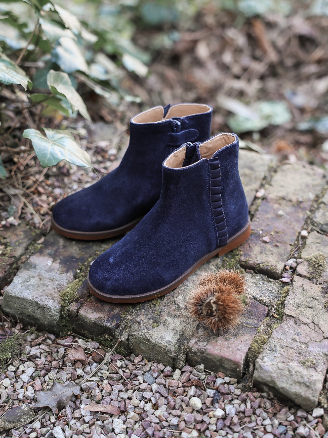 Leren meisjesboots met ruches